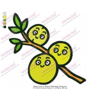 Happy Fruits on Branch Embroidery Design